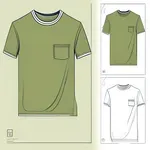 short-sleeved olive-green T-shirt image